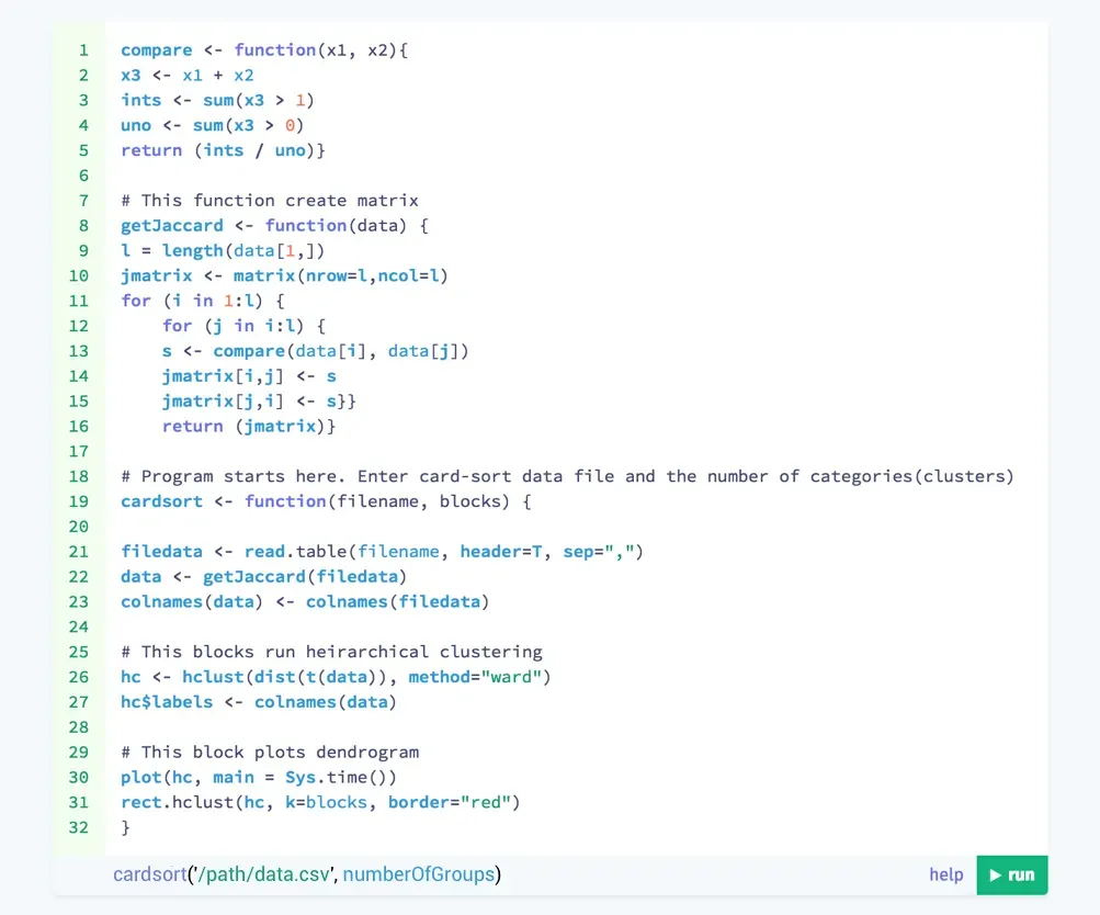 Cluster analysis code