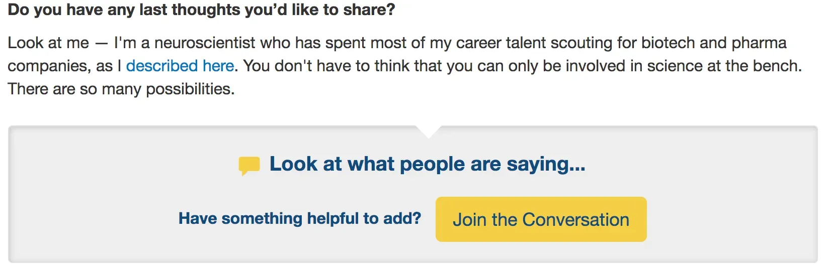 Comments section below article