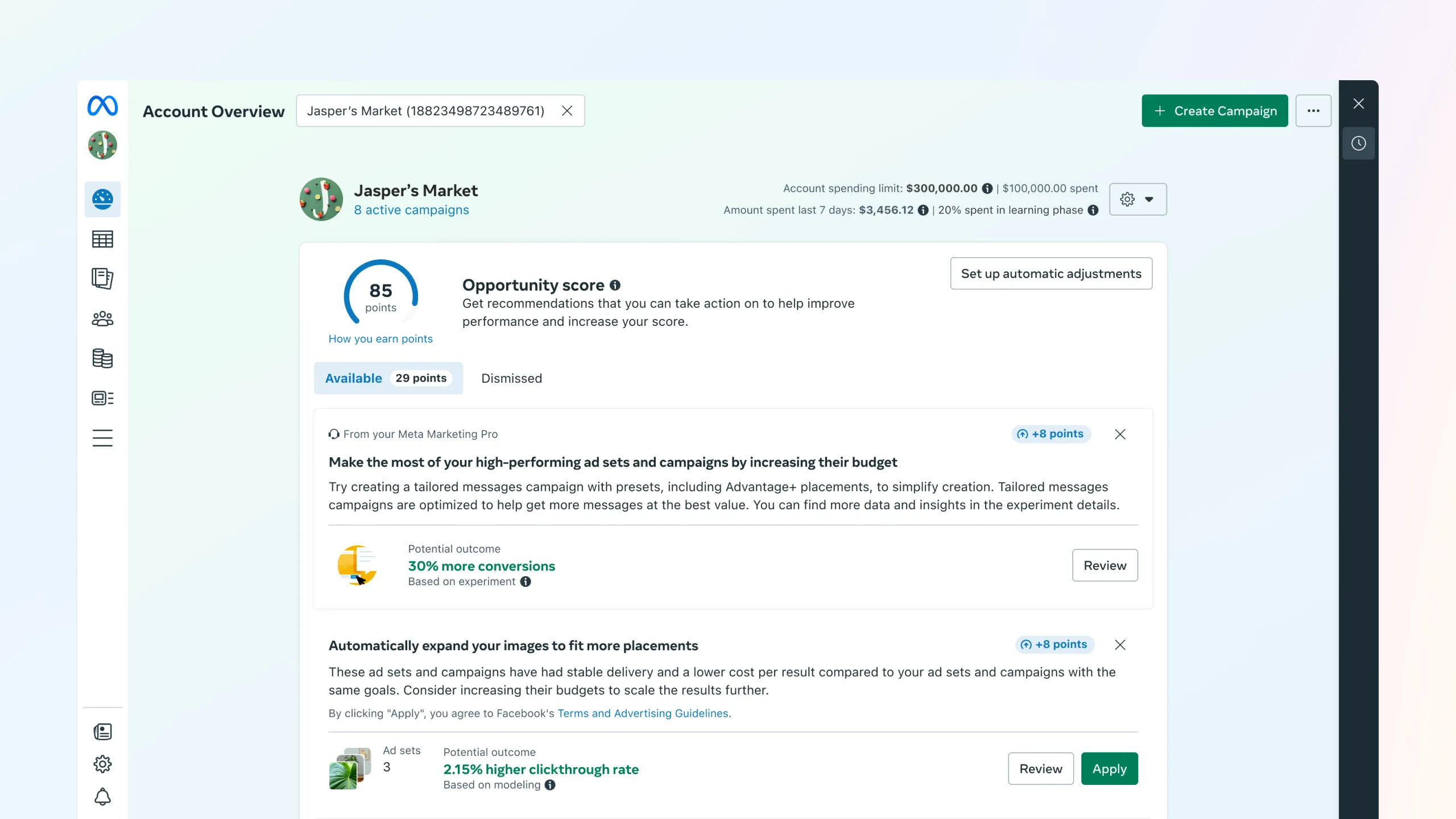 Ads Manager with Opportunity Score