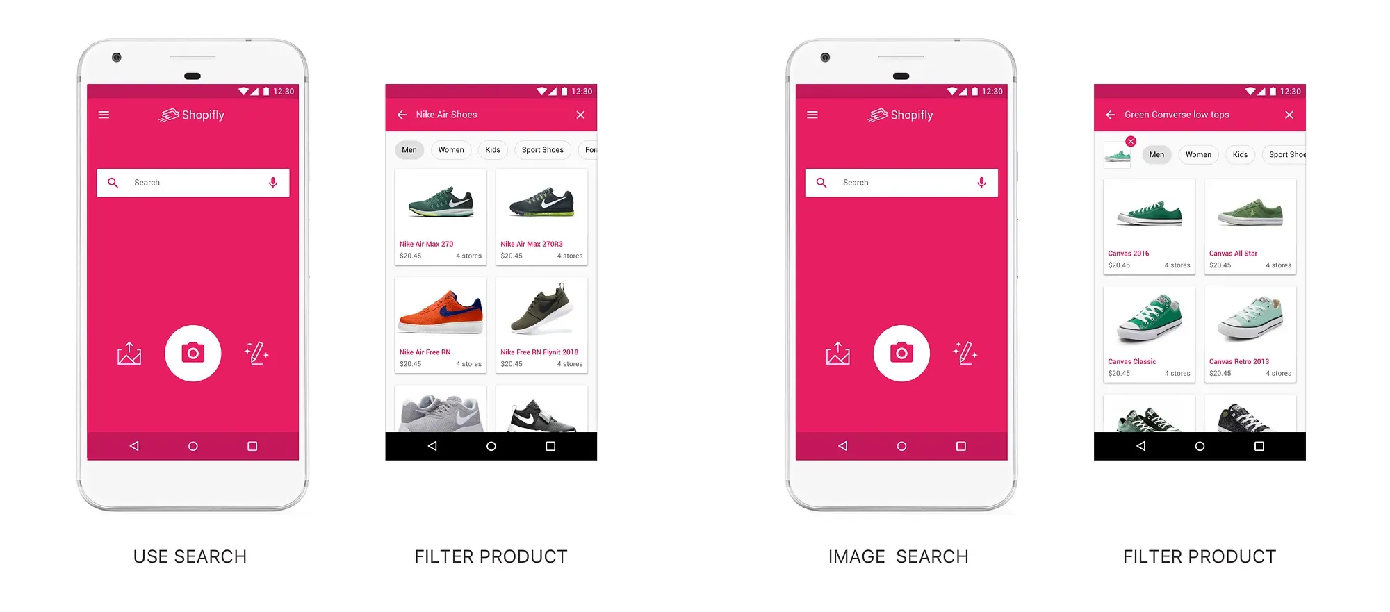 Interface of Shopifly searching products with text