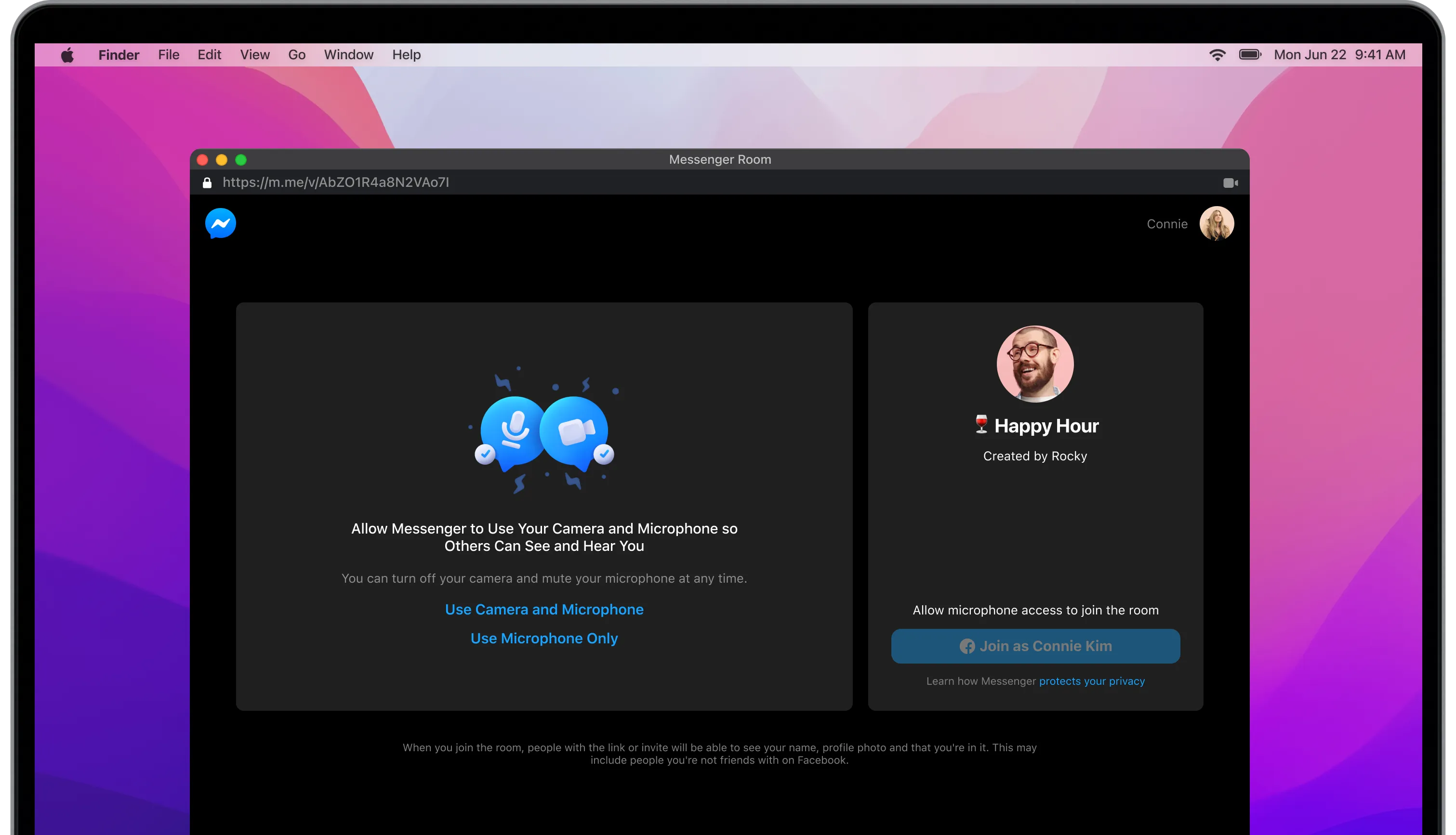 Messenger Rooms new lobby