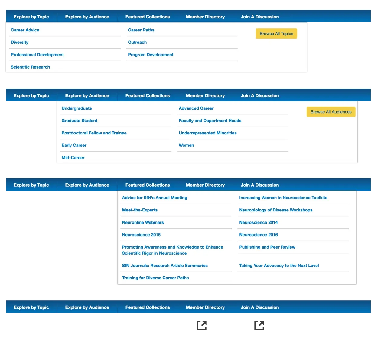 Primary navigation menu